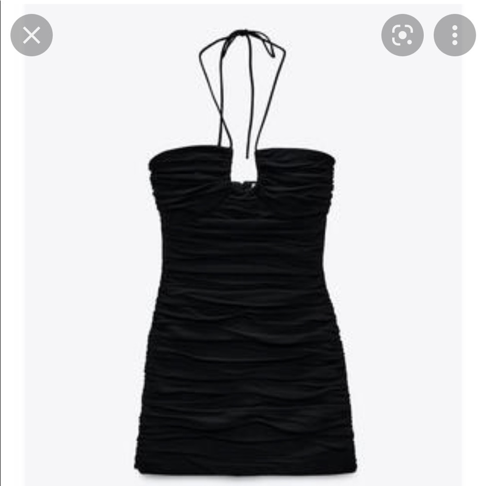 Zara black ruched mini dress